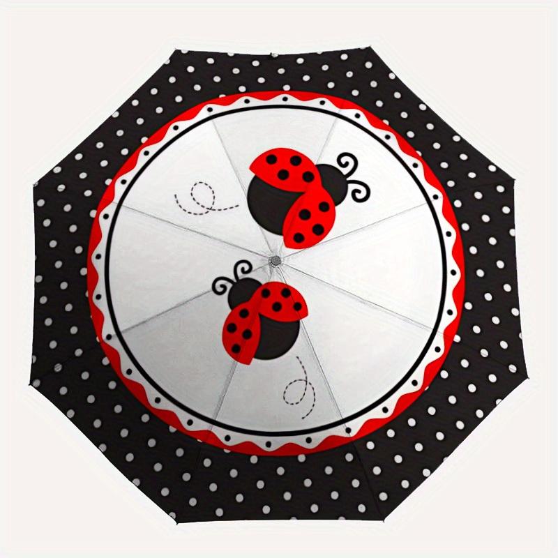 1pc Ladybug PolkaDot Auto Open/close, All-Season Portable Folding Umbrella for Women & Men, Travel, Everyday, Formal Events - Compact Luxury Parasol,