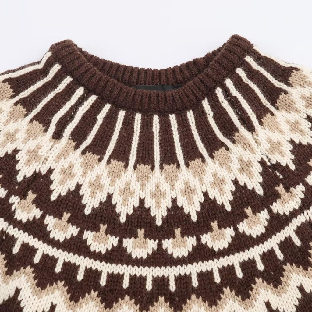 European and American style, new women's clothing, foreign style jacquard short-sleeved knitted sweater 3920/089/087