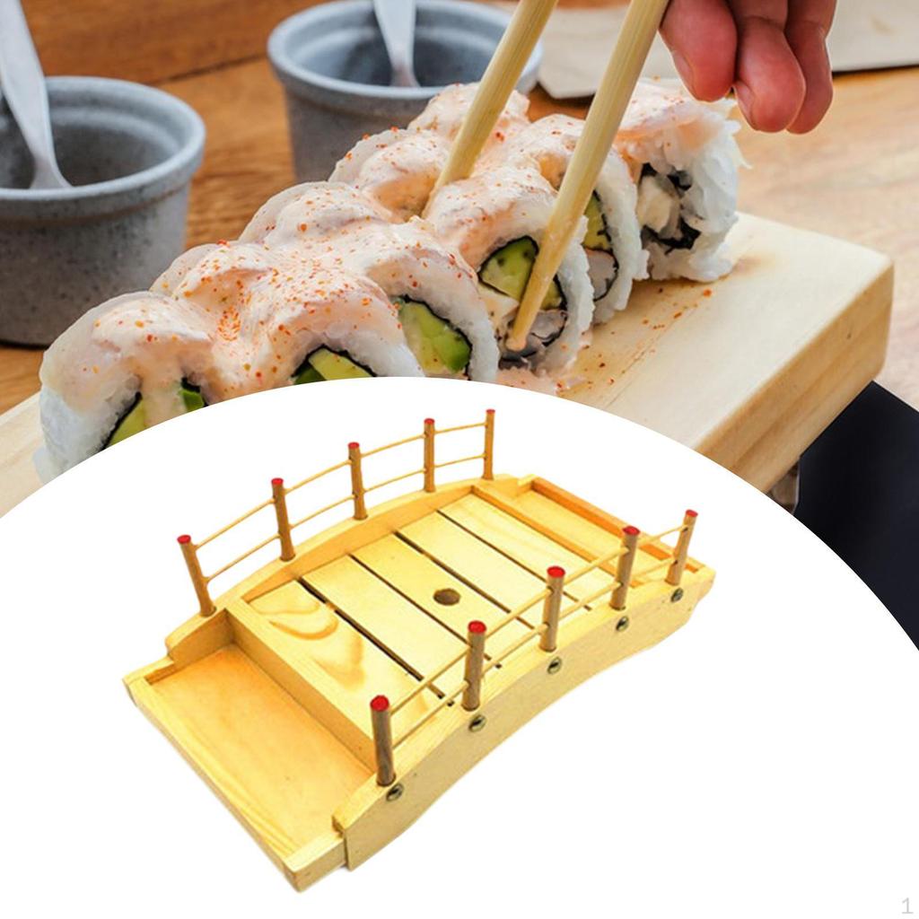 Wood Sushi Bridge Dish Food Plate Tableware Wooden Arch Platter for Restaurant