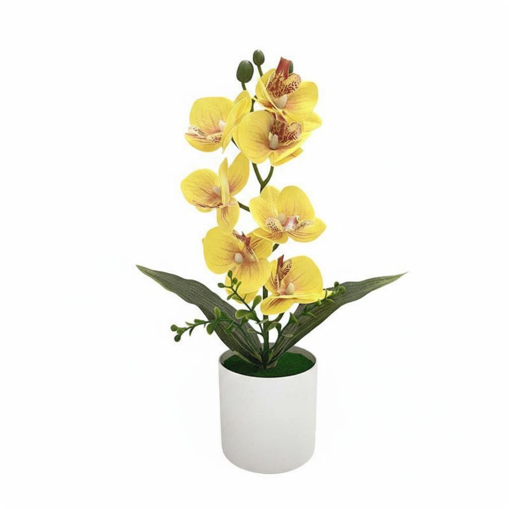 Artificial Blossom Plant Easy to Clean Phalaenopsis Flower Pot Silk Blossom Arrangement Allergy-Friendly Home Decoration