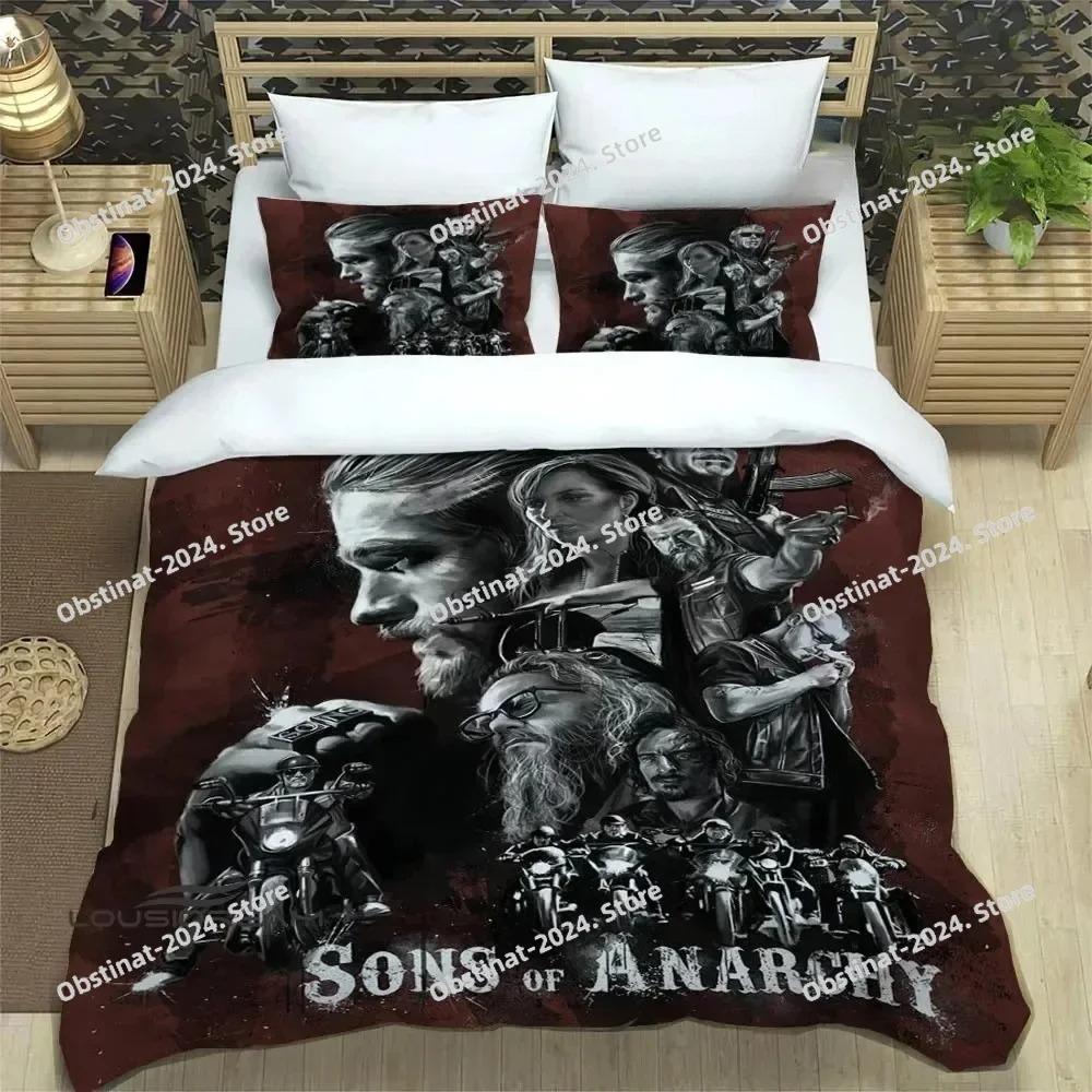 3D Print Sons of Anarchy Retro Bedding Set Printed Duvet Cover Pillowcase Single Double Style Queen King Size Sets