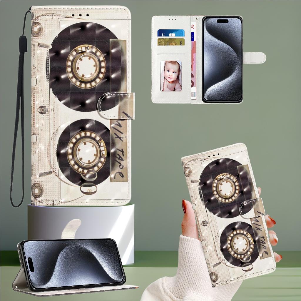 Чехол-кошелек из искусственной кожи с 3D-принтом в стиле ретро для iPhone, Samsung, Xiaomi Redmi, Motorola, Blackview, Oppo, Huawei, Honor, Google, ZTE, Ulefone, TCL