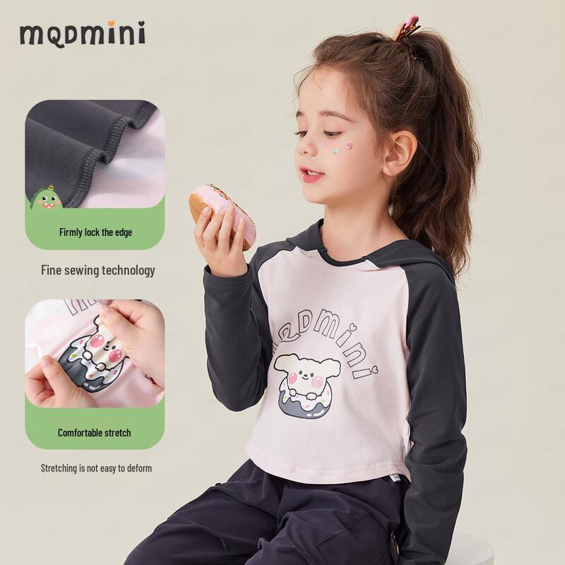 MQDMINI Girls' Hooded Long Sleeve T-Shirt