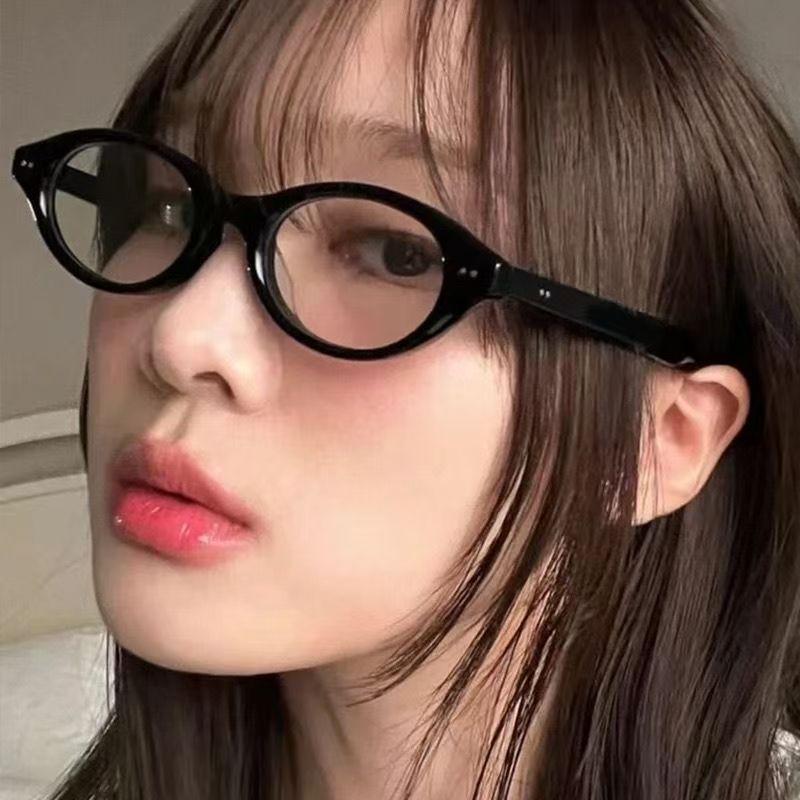 New Women Retro Oval Glasses Girls Candy Color Frame Glass Eyewear Decorative Computer Anti-Blue Eyeglasses