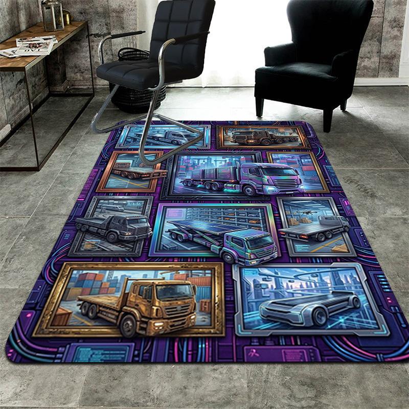Future Truck Innovations Pattern Rug Floor Mat for Living Room or Bedroom Soft and Comfortable Carpet a Gift for Birthday and Holiday.