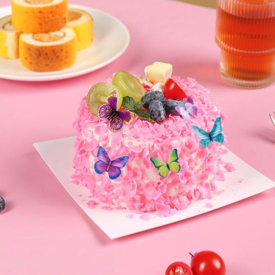 1 коробка, гавайские цветы, бабочки, топперы для торта, съедобные вафельные бумажные украшения, съедобные цветы, топперы для кексов, декор для торта