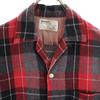 Truval 50s 60s Open collar Vintage Box silhouette Rayon Check Pattern Long sleeve Open collar shirt Men's Used
