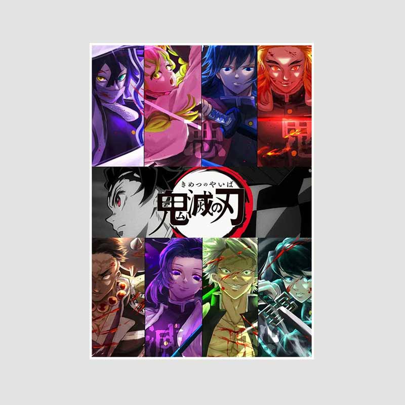 Японский комикс фильм «Убийца демонов» поезд «Муген» аниме-постеры Kimetsu No Yaiba Белый бумажный постер Художественная роспись настенное украшение Фреска Домашний декор
