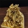Golden Chinese Dragon Statues Figurine Big Imperial Jade Seal Resin Craft Feng Shui Year Zodiac Dragon Sculpture Home Decoration