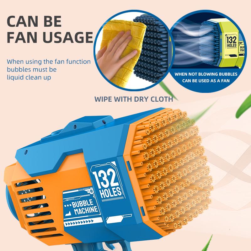 132 отверстия Ракета Светящийся Пузырьковый пистолет Гатлинга Электрическая машина для мыльных пузырей Детские маленькие игрушки Автоматический выдуватель со светом Подарки