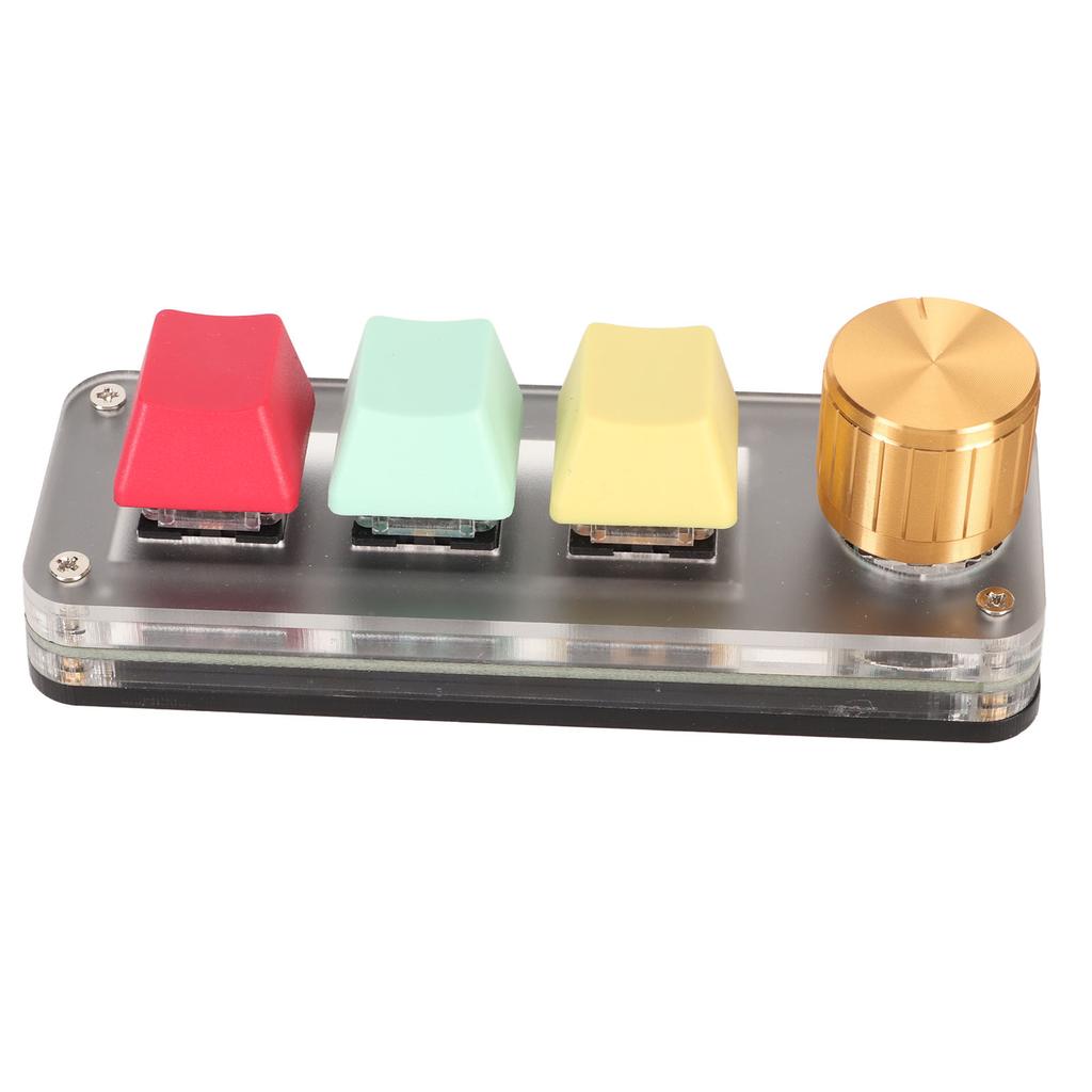 USB 3 Key Keypad with Knob Programmable Type C Wired Connection Blue One Handed Keypad for Gaming