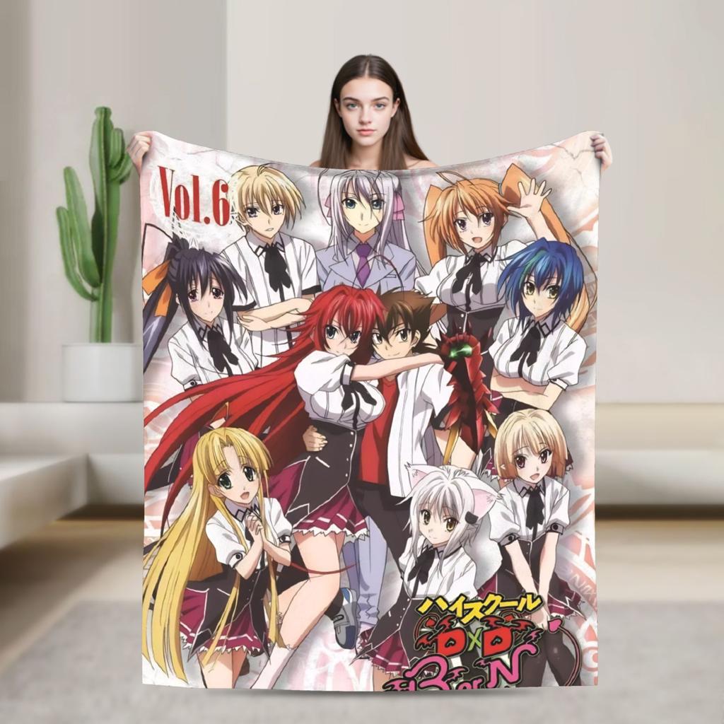 High School DxD Flannel Blanket Anime Super Warm Throw Blanket for Living Room Decorative Funny Bedspread Sofa Bed Cover