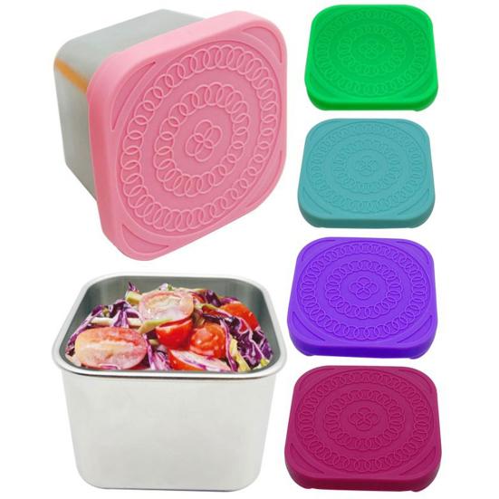 1 комплект, герметичный портативный контейнер для хранения продуктов из нержавеющей стали с силиконовой крышкой для офисных путешествий, 1 комплект