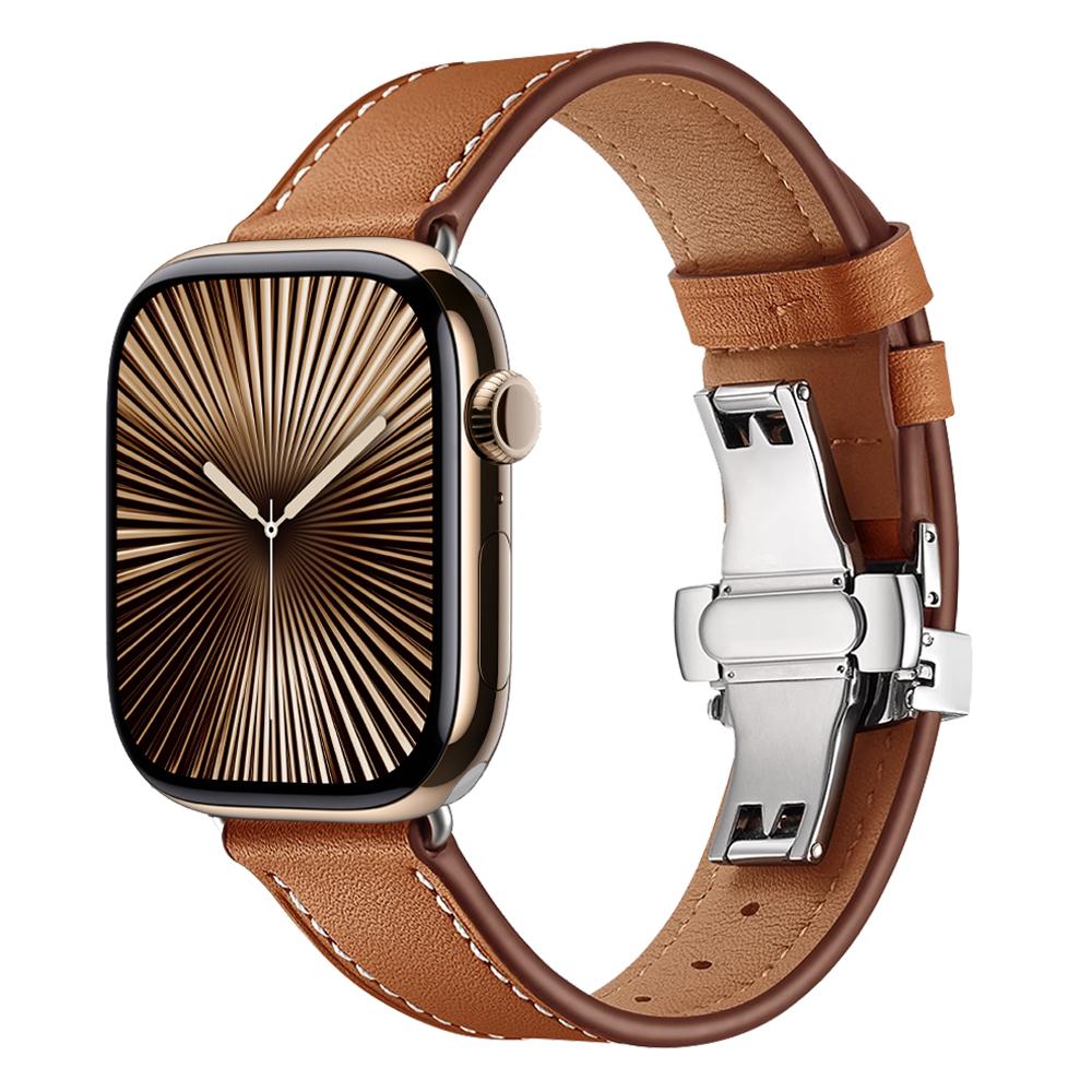 Ремешок из натуральной кожи для Apple Watch 46мм 45мм Ultra2 49мм 44мм 40 41 42мм браслет correa iWatch series 10 8 7 9 SE 6 5