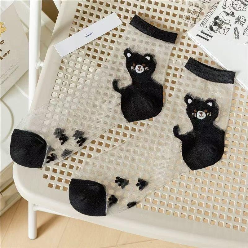 Женские прозрачные шелковые носки до середины икры в японском стиле для весны и осени