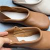 Vintage PU Leather Flats Shoes Comfortable Soft Sole Solid Color Slip-on Shoes