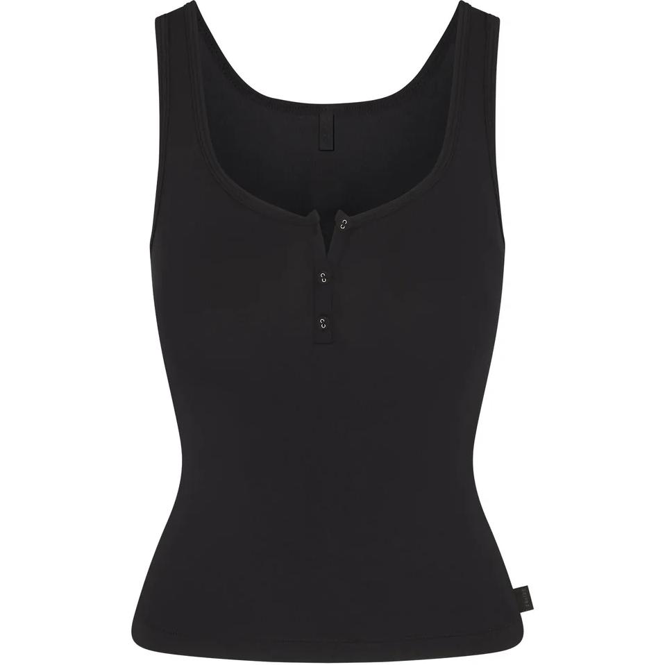 SKIMS Женский топ-henley для сна Женские топы Оникс Агат SL-TNK-6289W-ONX