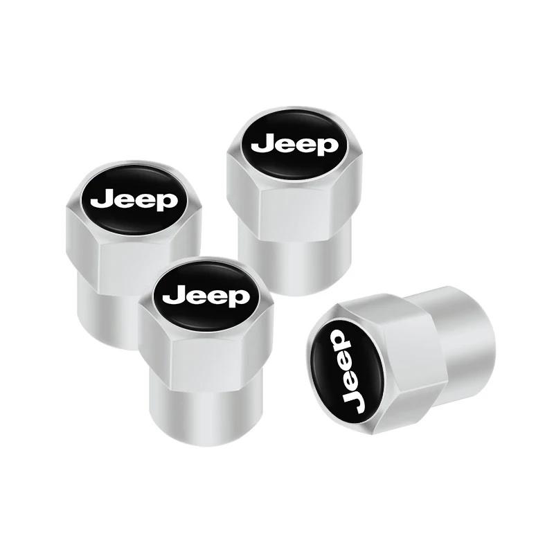CRTILZ1 4Pcs 3D Metal Car Tire Valve Stem Caps Dustproof for Jeep Renegade Wrangler Grand Cherokee Compass Patriot Auto Wheel Accessory