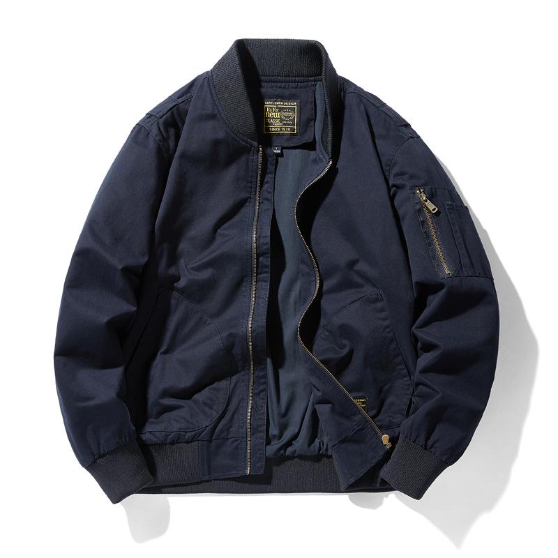 Весной и осенью новая мужская куртка из чистого хлопка Air Force MA1 с воротником-стойкой для пилота, свободная повседневная куртка для мужчин