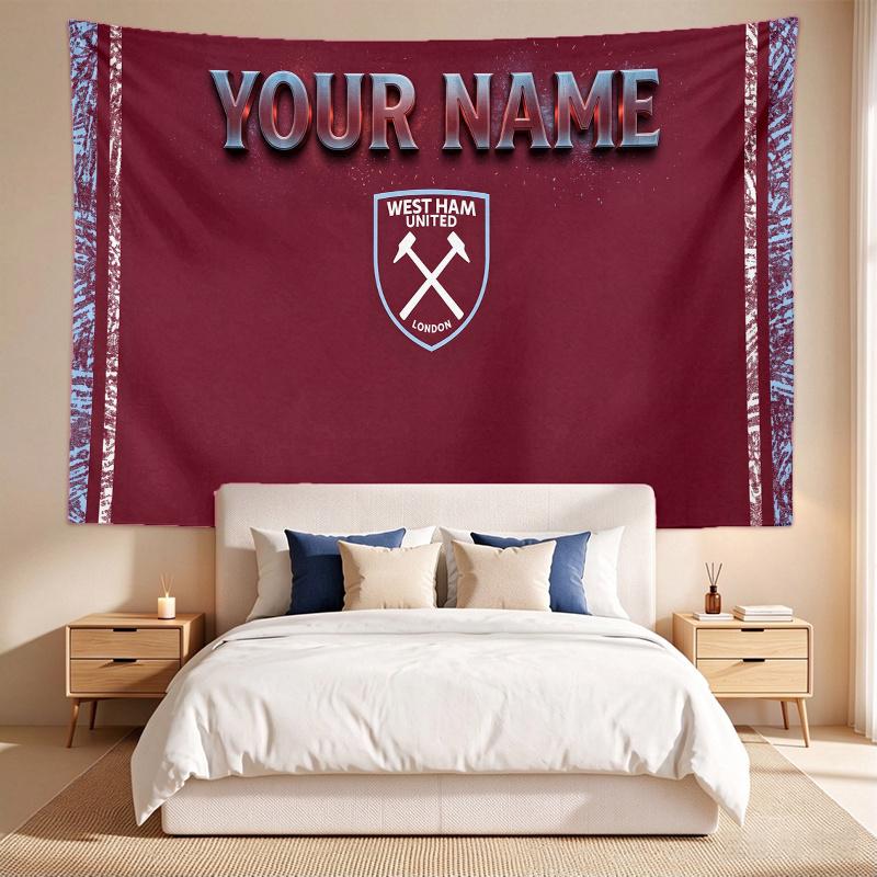 West Ham United F (1) Custom Name Tapestry Wall Hanging Tapestry Wall Art Decor for Bedroom Living Room