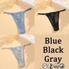 3PCs Low Waisted G-String Women American Lace Lady Cotton-Back Breathable Sheer Thin Strap Metal Thong