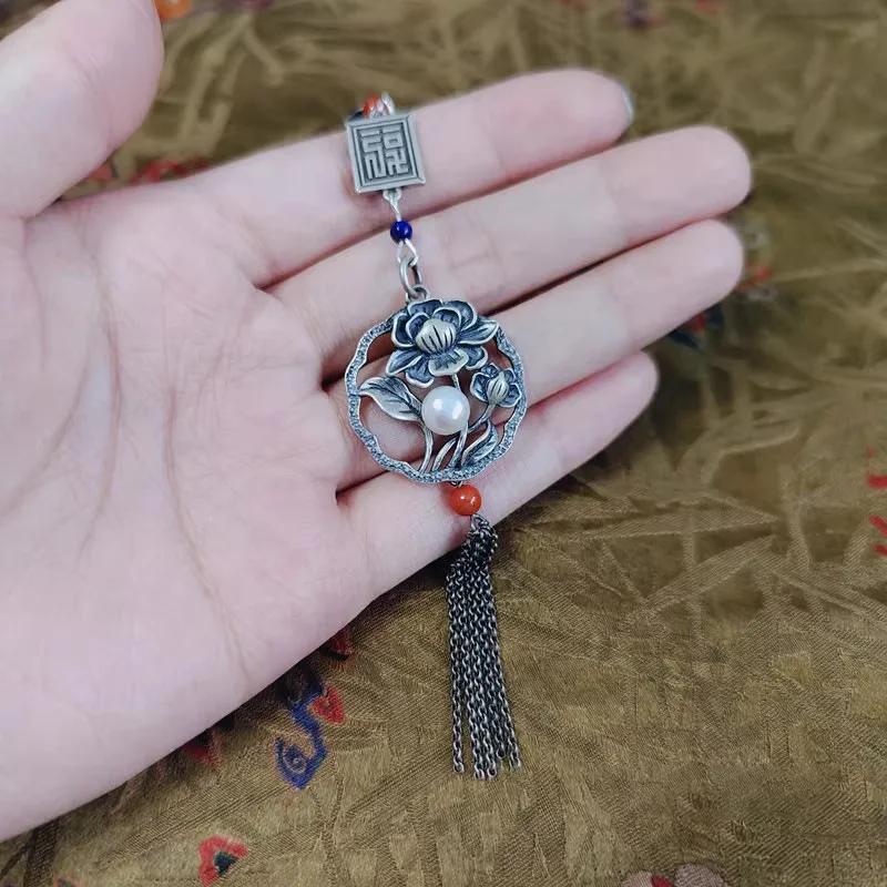 Изысканный винтажный кисточный чонсам длинная подвеска пион цветок жемчужные броши для женщин аксессуары для ханьфу ювелирные изделия