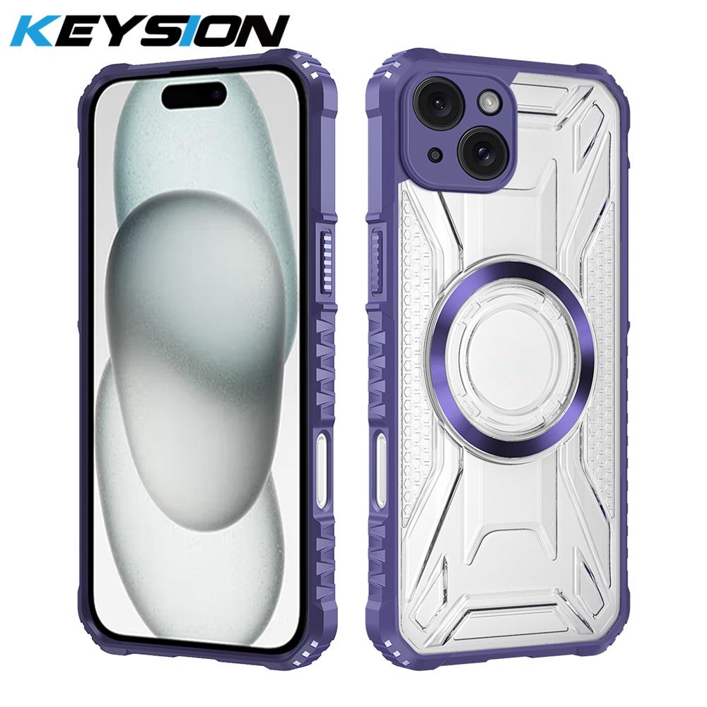 KEYSION Прозрачный магнитный чехол для MagSafe для iPhone 15 Pro Max 14 Plus Силикон+ПК Противоударный чехол для телефона для iPhone 13 Pro Max