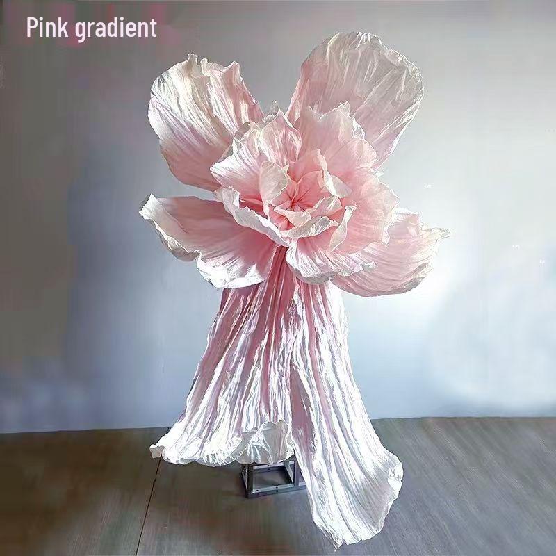 Большое свадебное бумажное цветочное украшение - Плиссированные пластиковые цветы для фона отеля, Гигантские бумажные цветы для фотосессии, Готовое изделие