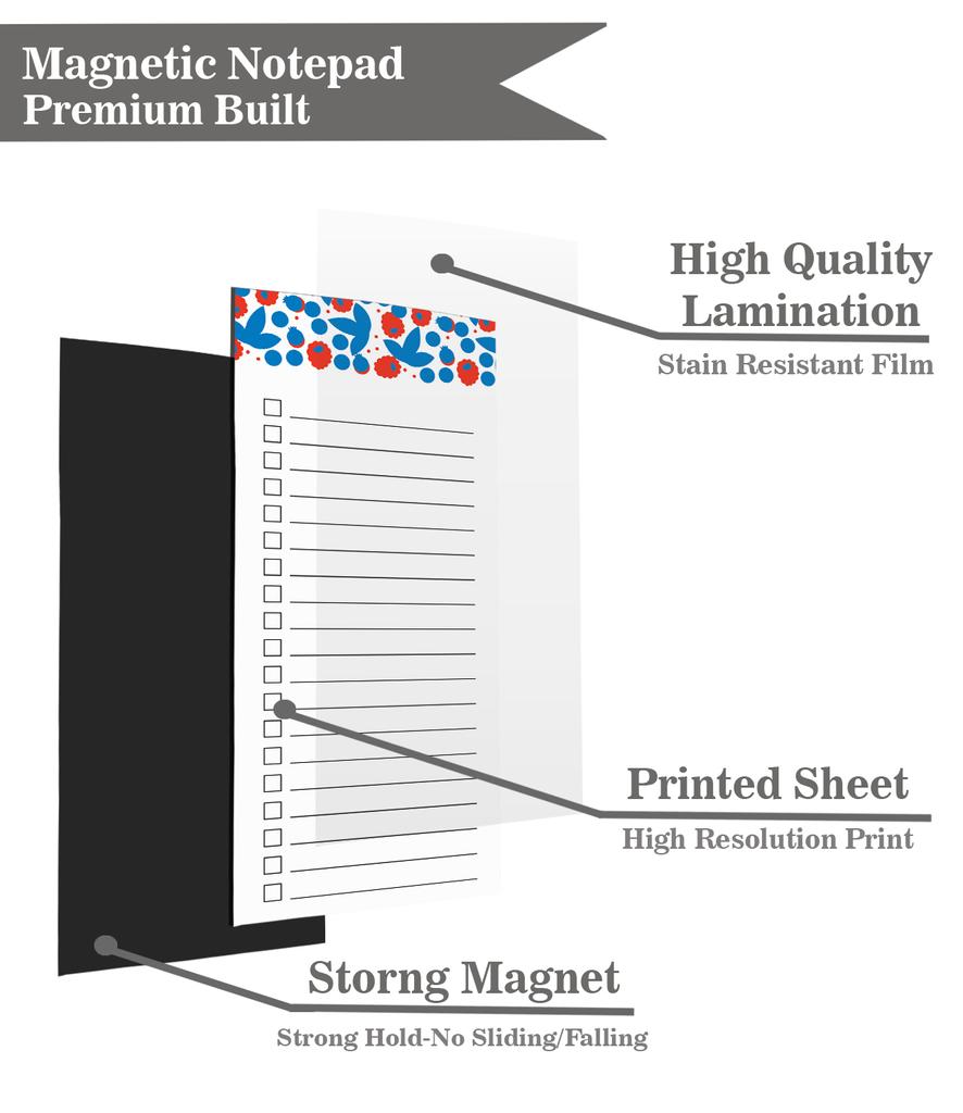 Inkdotpot Упаковка из 6 забавных магнитных списков для сухого стирания на холодильнике, протирание без пятен, быстрые заметки, доска для покупок и список продуктов на холодильник