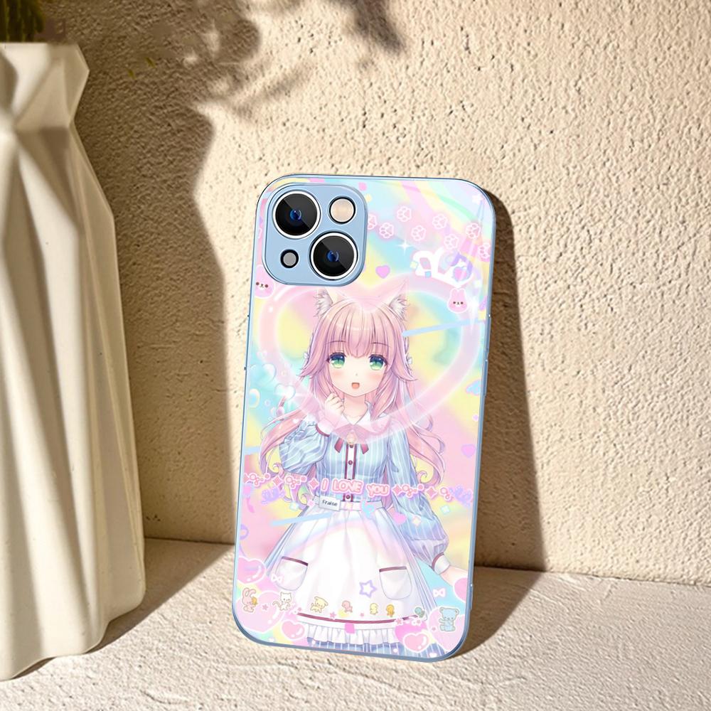 Чехол для телефона Nekopara Chocola Vanilla для iPhone 14 13 12 Mini 11 Pro XS Max X XR 14 Plus Закаленное стекло