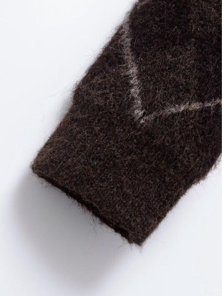 Европейский и американский женский кардиган свитер из ромбовидной вязки Осень/Зима 2024 9665