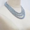 Мужская цепочка-кубинка Takeda Jewelry, полностью усыпанная синими стразами, Серебристая, Широкая цепь, Аксессуар в уличном стиле, 45/50/55 см (55см)