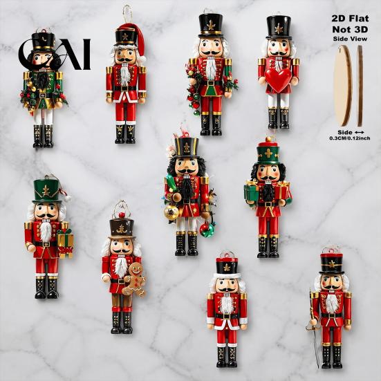 Christmas Nutcracker Hanging Ornaments Ornaments, Durable Wooden Figurines, Country Style Waterproof Wood Xmas Tree Decorations, Pendants for Holiday