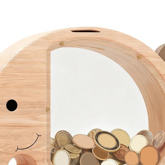 Деревянная копилка в виде слона, детская копилка для монет, банка для сбережений с прозрачным окошком, милая небьющаяся копилка, подарок на день рождения для мальчиков и девочек