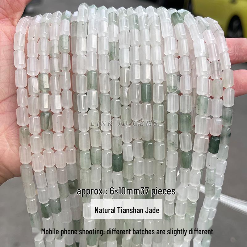 8/10мм Натуральный Тяньшаньский Нефрит Старой Формы Бусины - Ледяной Нефрит Камень Яблочные Бусины для DIY Ювелирных Изделий