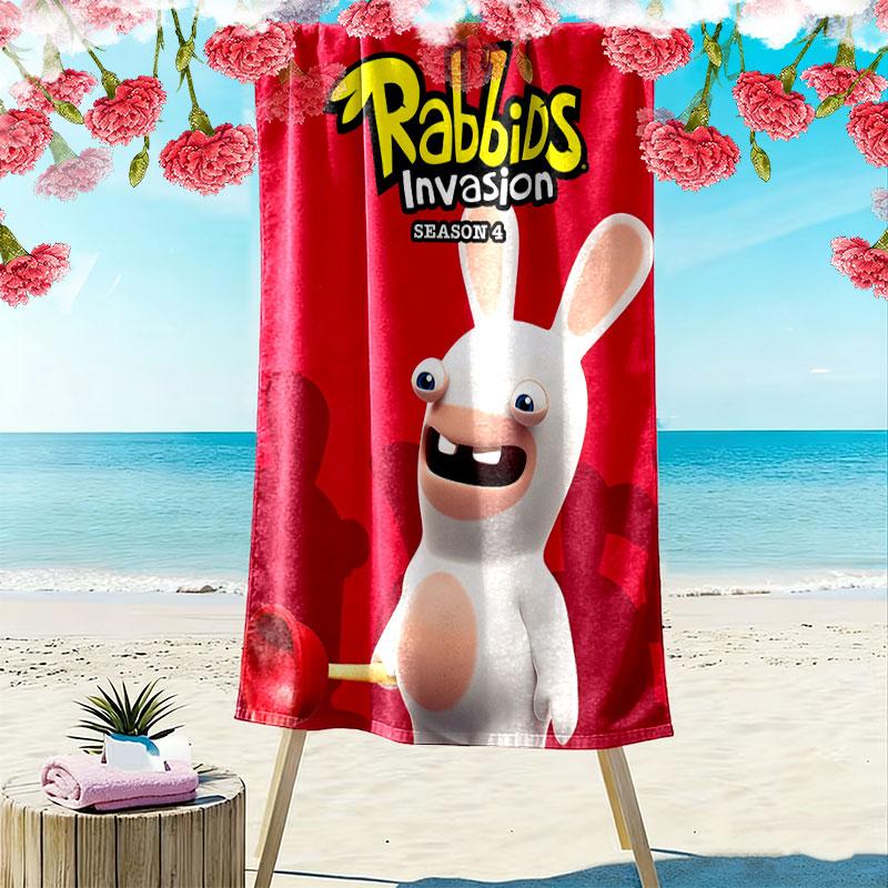 Полотенце для пляжа Rabbids Invasion Tale, Большое, Мягкое, Быстросохнущее, для Пляжа, Кемпинга, Плавания