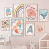 Colorful Mermaid Girl Rainbow Whale Scallop Marine Nursery Wall Art Canvas Painting Posters And Prints Pictures Kids Room Decor