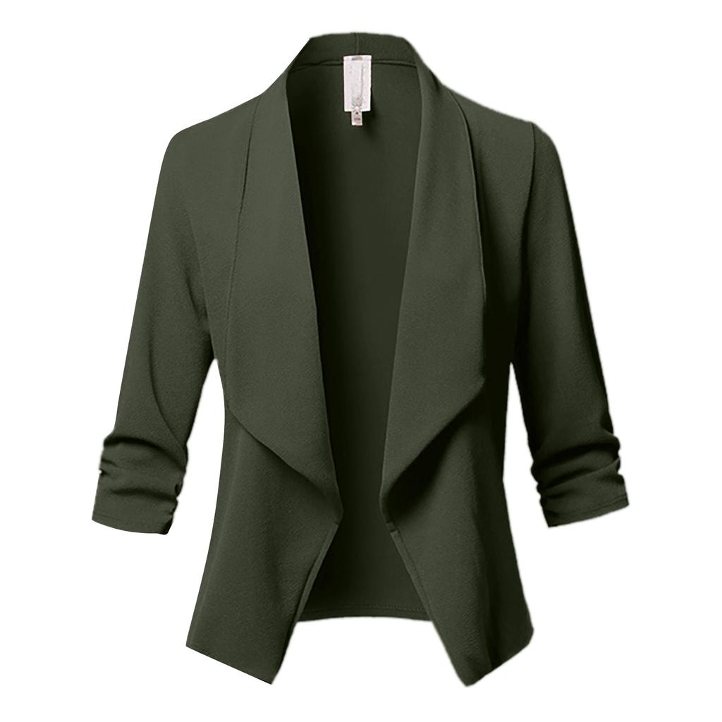 Womens  Color Solid Open Front Cardigan Long Sleeve Casual Jacket Coat