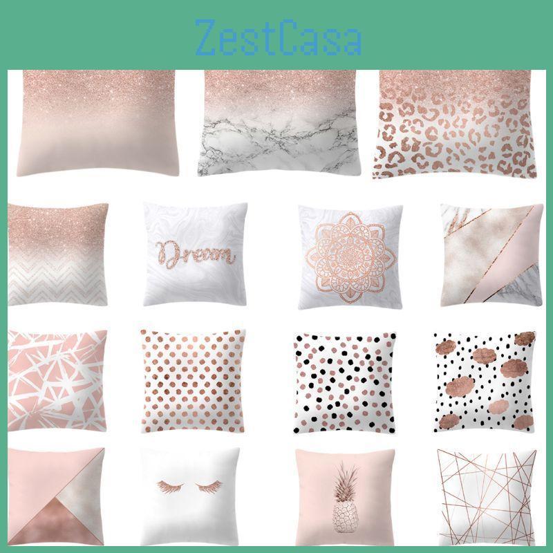 Luxurious Pillow Case Rose Gold Geometric Pineapple Glitter Cushion Cover For Stylish Home Decor