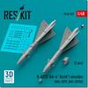 Reskit Acrid Infrared Guided Missile 2pcs Plastic Model Parts 1/48 R-40TD AA-6 Air-to-Air (for MiG-25PD/PDS) RSK48-0527 (Airplane)