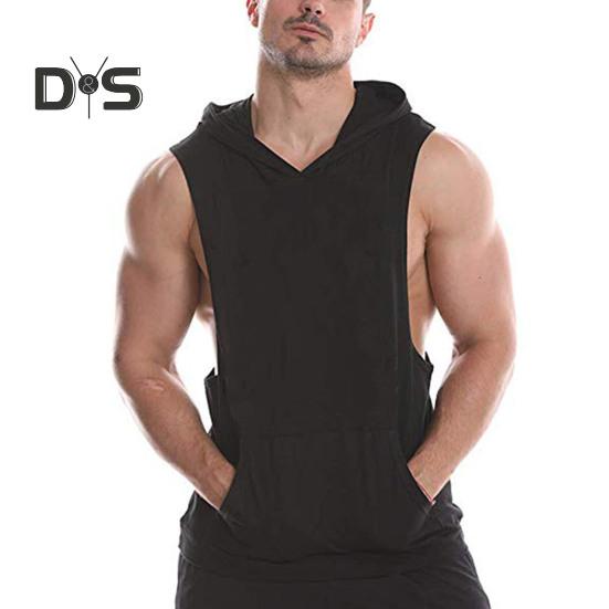 Мужской жилет с капюшоном, без рукавов, однотонный летний свитшот, свободный крой, дышащая ткань, спортивный жилет