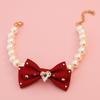 Faux Pearl Pet Collar Necklace with Bow for Dogs Cats Fancy Cat Wedding Collar Jewelry for Girl Cats Dogs Accessories