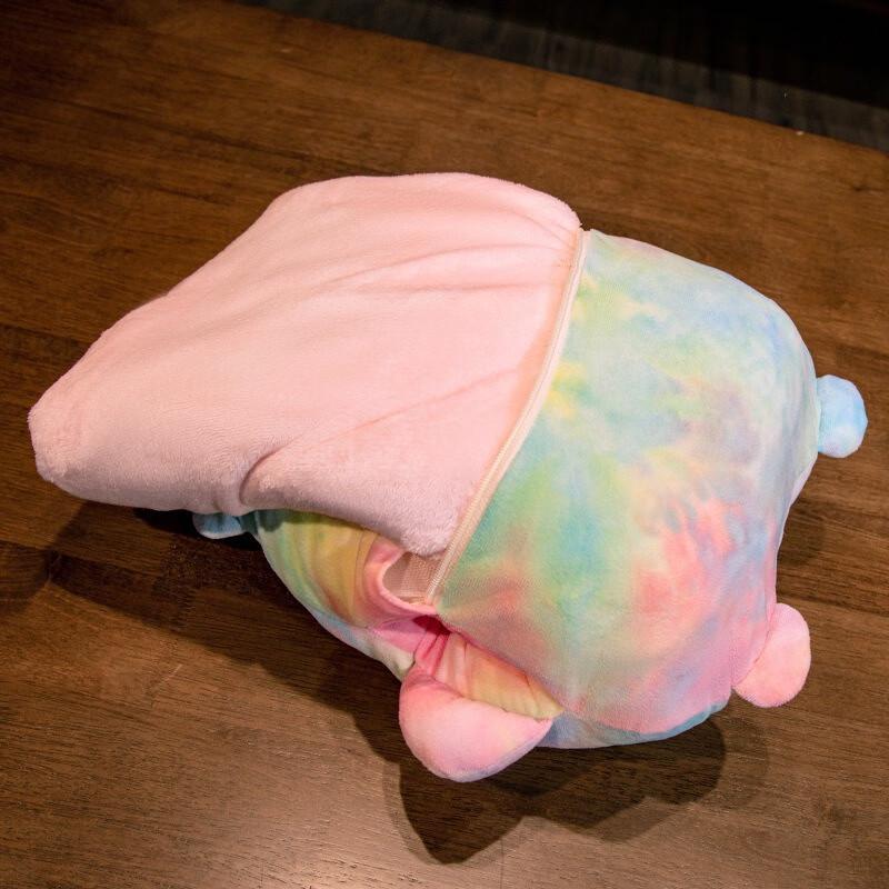 Плюшевая подушка-плед Капибара Утка 2-в-1 с грелкой для рук