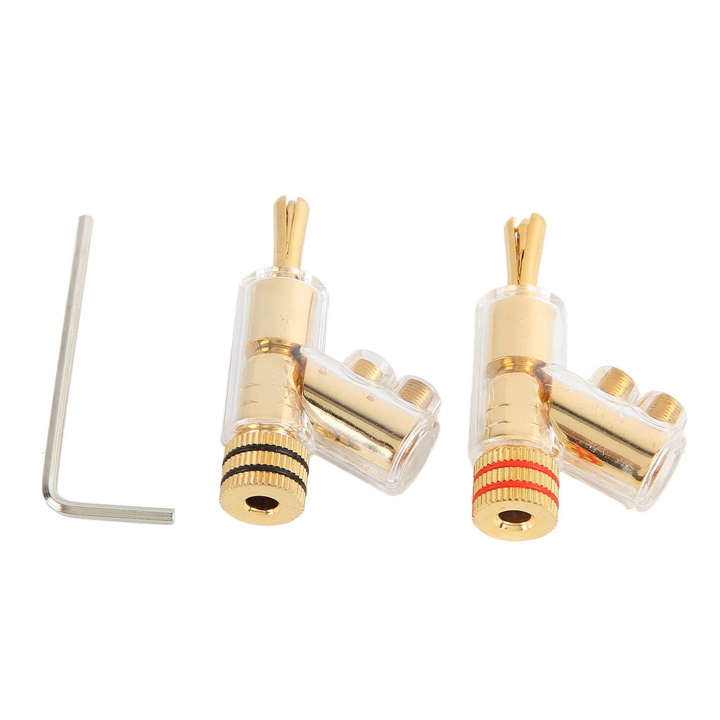 1 Pair Locking Banana Plugs Copper Gold Plated Solderless Speaker Locking Banana Connectors for Speaker Wire
