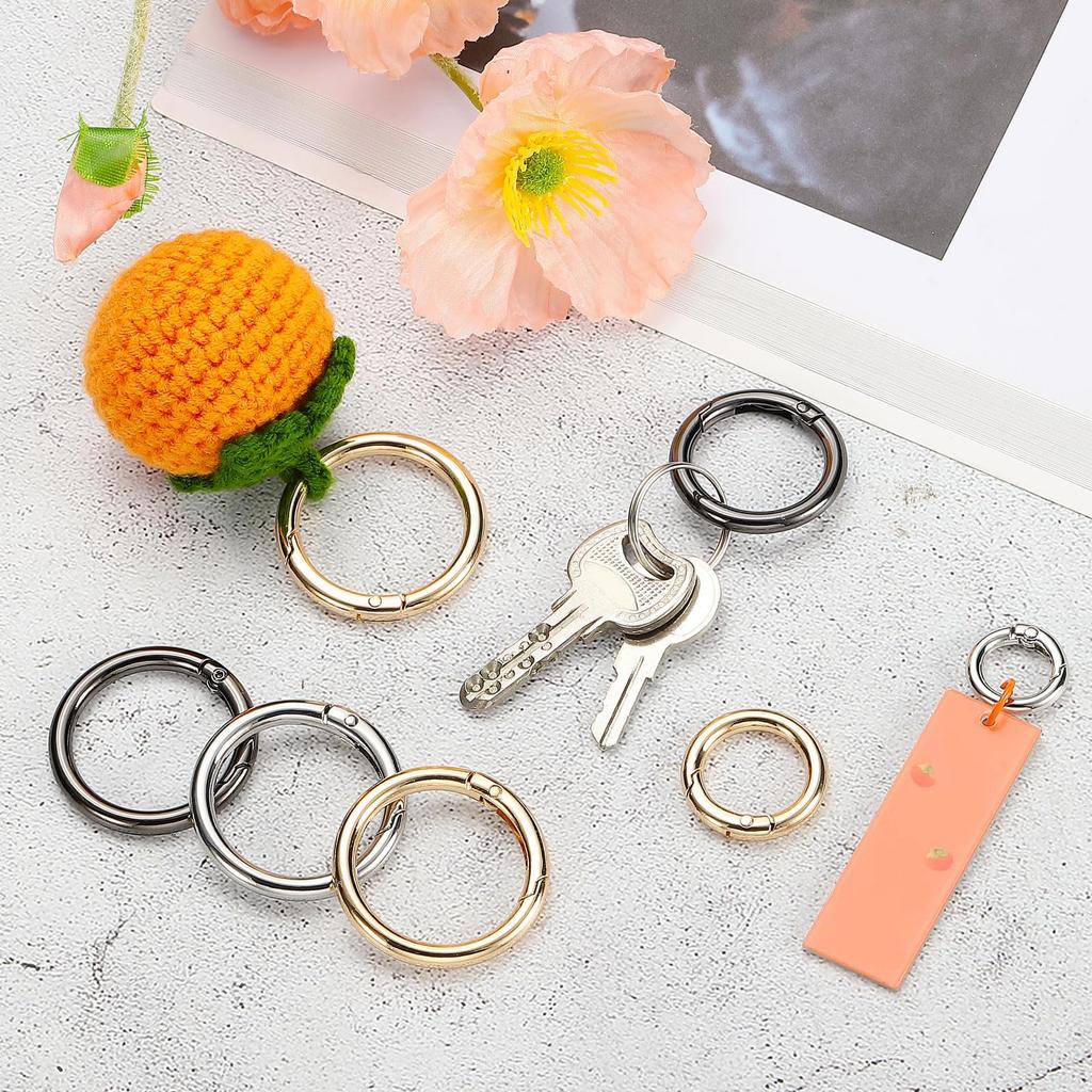 40mm OD Spring 20pcs Metal Round Lock Clip Trigger Snap Spring Key Ring Hook Buckle for Wallet Handbag Craft Gold Tone [PATIKIL] O-Rings, Making,