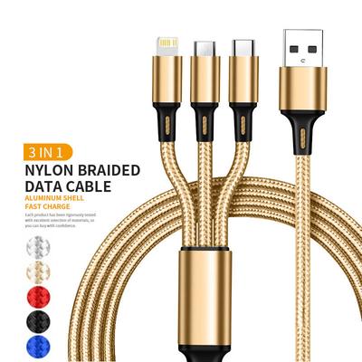 3 в 1 2.4A зарядный кабель для iPhone Xiaomi Poco Micro USB Type C зарядный кабель многопортовый несколько USB-провод для зарядки