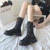 Fashion Woman Boots 2024 New Lace-Up Platform Shoes Elegant Trend Punk Gothic Rock Leather Fashion Motorcycle Women's Shoes Plus Size 44
