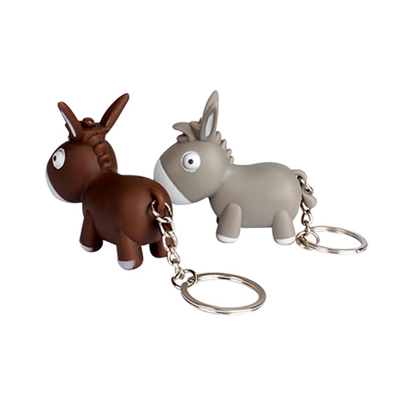 Милый ослик, светодиодный брелок, мини-фонарик, звуковой брелок, детские игрушки с героями мультфильмов