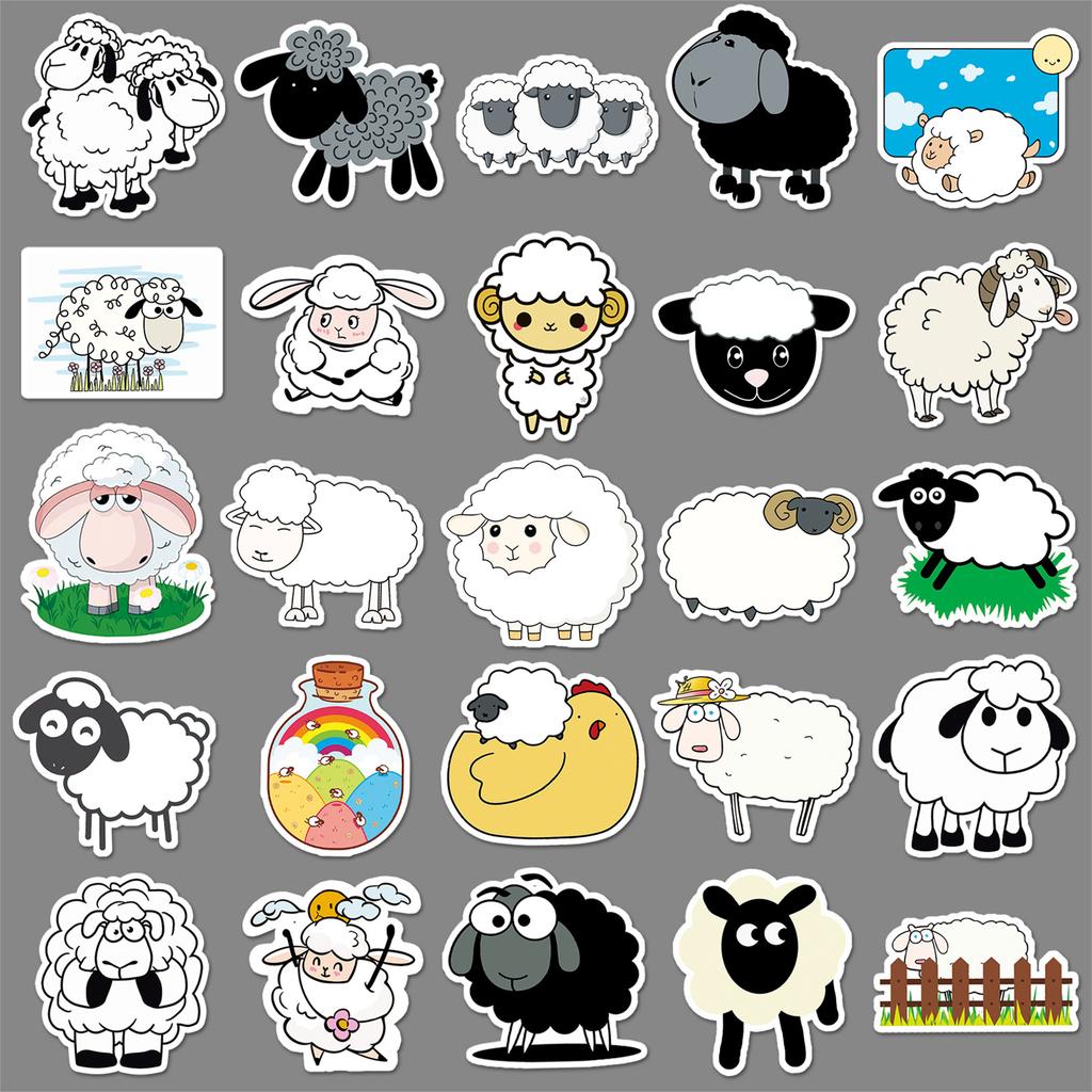 50 Lamb Graffiti Cartoon Cute Animals Hand Account Children Skateboard Suitcase Stickers