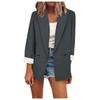 Ladies Long  Puff Sleeve Solid Color Pleated Jacket Ladies Cardigan Pocket Casual Jacket